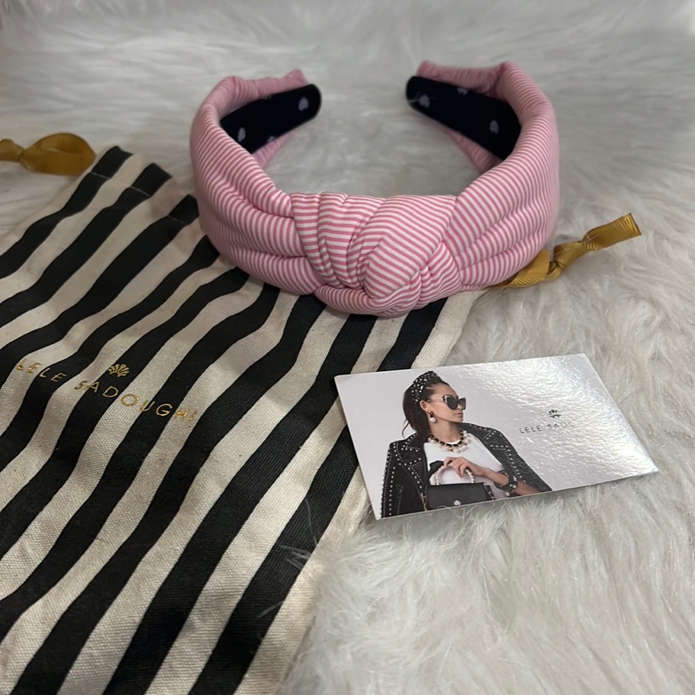 Lele Sadoughi pink seersucker headband